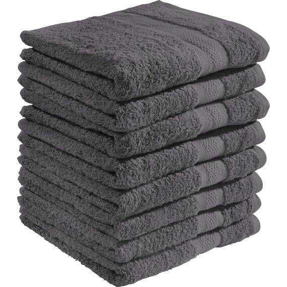 REDBEST Duschtuchset, Frottierset 8er-Pack Chicago anthrazit Größe 70x140 cm - saugstark, strapazierfähig, ideal für Reisen, Sport (weitere Farben)
