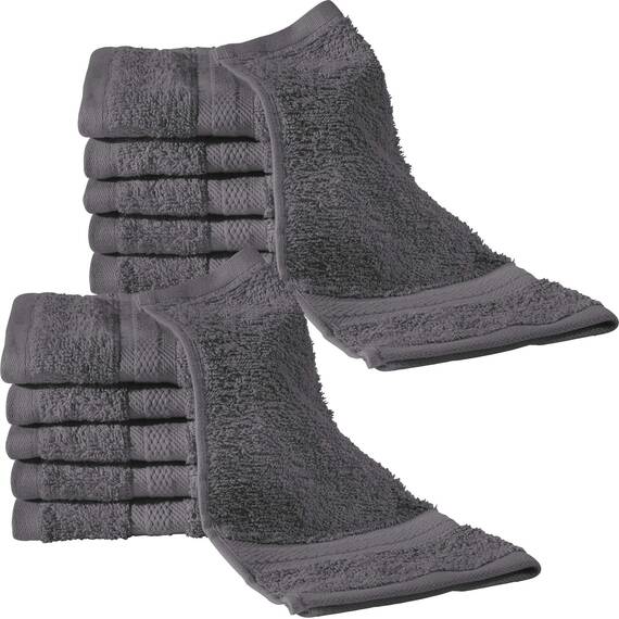REDBEST Seiftuch 12er-Pack Chicago anthrazit Größe 30x30 cm - saugstark, strapazierfähig, ideal für Reisen, Sport (weitere Farben)