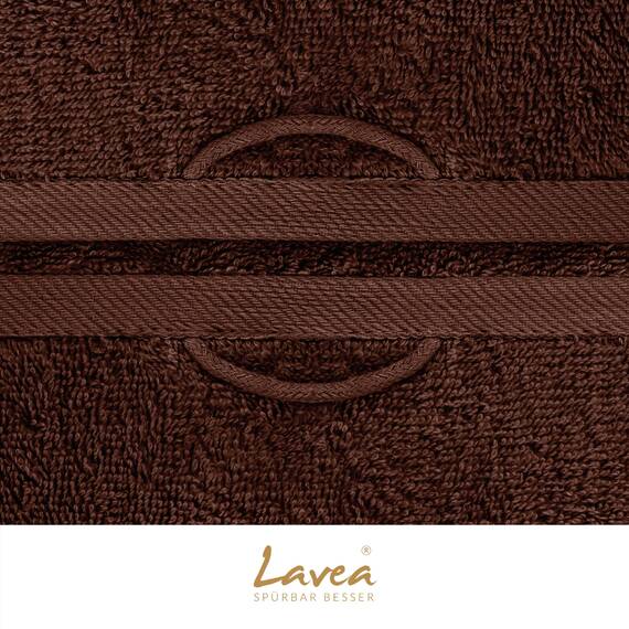 Lavea® 10-teiliges Handtuch Set Elena, 100% Baumwolle - 4 x Handtuch, 2 x Duschtuch, 2 x Gästetuch, 2 x Waschhandschuh, Frottee Handtücher Set weich, saugstark & pflegeleicht, Bad & Gäste, Kaffeebraun