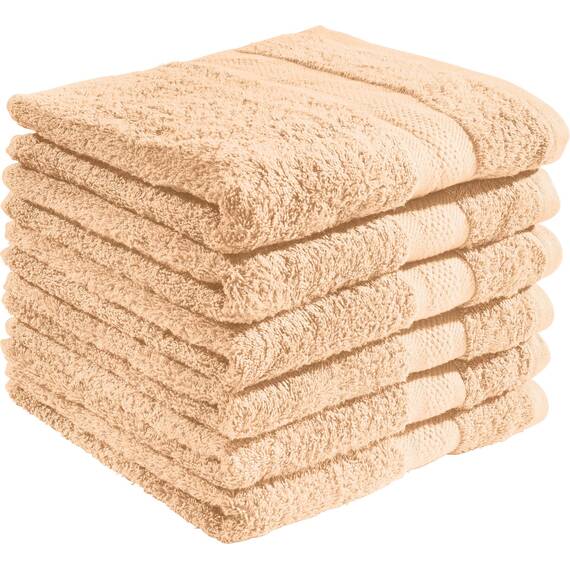 REDBEST Handtuchset, Frottierset 6er-Pack Chicago apricot Größe 50x80 cm - saugstark, strapazierfähig, ideal für Reisen, Sport (weitere Farben)