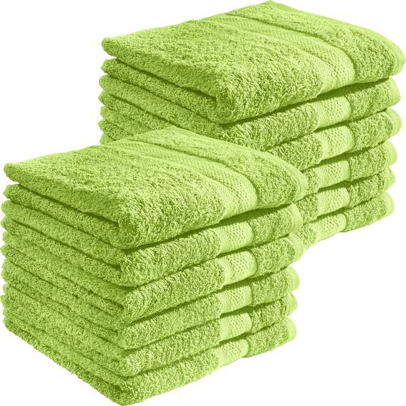 REDBEST Handtuchset, Frottierset 12er-Pack Chicago apfelgrün Größe 50x80 cm - saugstark, strapazierfähig, ideal für Reisen, Sport (weitere Farben)