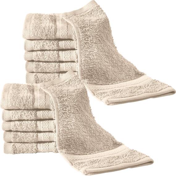 REDBEST Seiftuch 12er-Pack Chicago beige Größe 30x30 cm - saugstark, strapazierfähig, ideal für Reisen, Sport (weitere Farben)