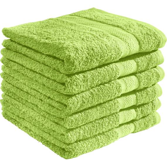 REDBEST Handtuchset, Frottierset 6er-Pack Chicago apfelgrün Größe 50x100 cm - saugstark, strapazierfähig, ideal für Reisen, Sport (weitere Farben)