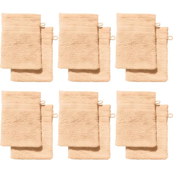 REDBEST Waschhandschuhe, Waschlappen 12er-Pack Chicago apricot Größe 15x21 cm - saugstark, strapazierfähig, ideal für Reisen, Sport (weitere Farben)