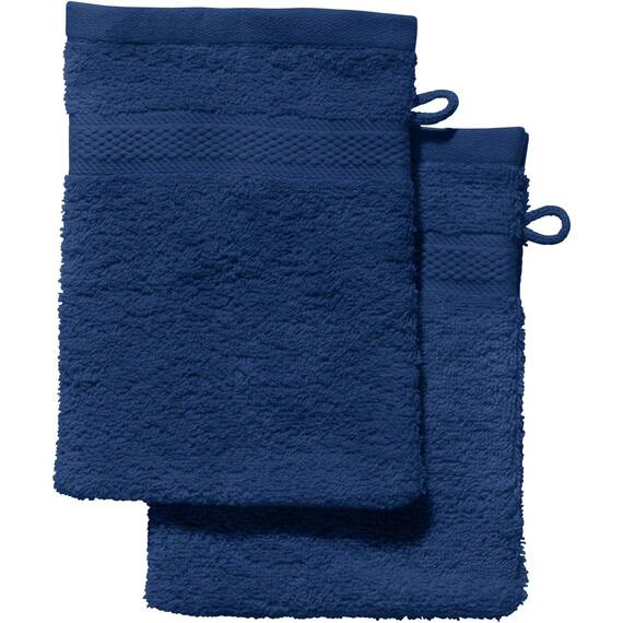 REDBEST Waschhandschuh 2er-Pack Chicago dunkelblau Größe 15x21 cm - saugstark, strapazierfähig, ideal für Reisen, Sport (weitere Farben)