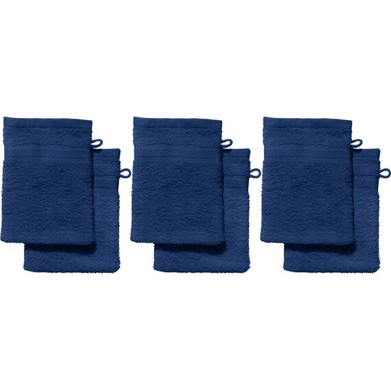 REDBEST Waschhandschuhe, Waschlappen 6er-Pack Chicago dunkelblau Größe 15x21 cm - saugstark, strapazierfähig, ideal für Reisen, Sport (weitere Farben)