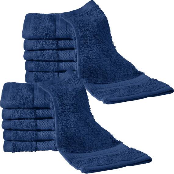 REDBEST Seiftuch 12er-Pack Chicago dunkelblau Größe 30x30 cm - saugstark, strapazierfähig, ideal für Reisen, Sport (weitere Farben)