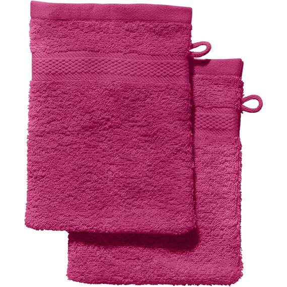 REDBEST Waschhandschuh 2er-Pack Chicago Fuchsia Größe 15x21 cm - saugstark, strapazierfähig, ideal für Reisen, Sport (weitere Farben)