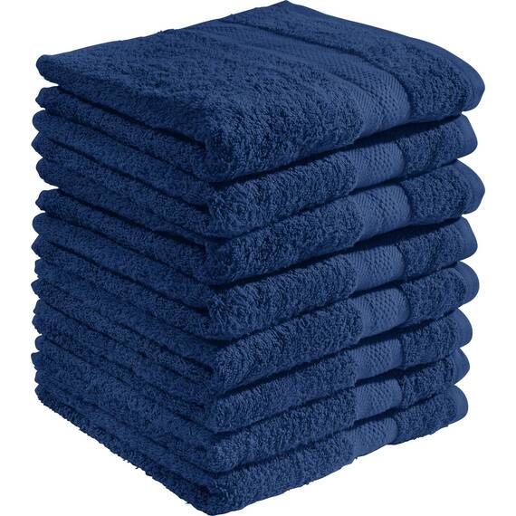 REDBEST Duschtuchset, Frottierset 8er-Pack Chicago dunkelblau Größe 70x140 cm - saugstark, strapazierfähig, ideal für Reisen, Sport (weitere Farben)