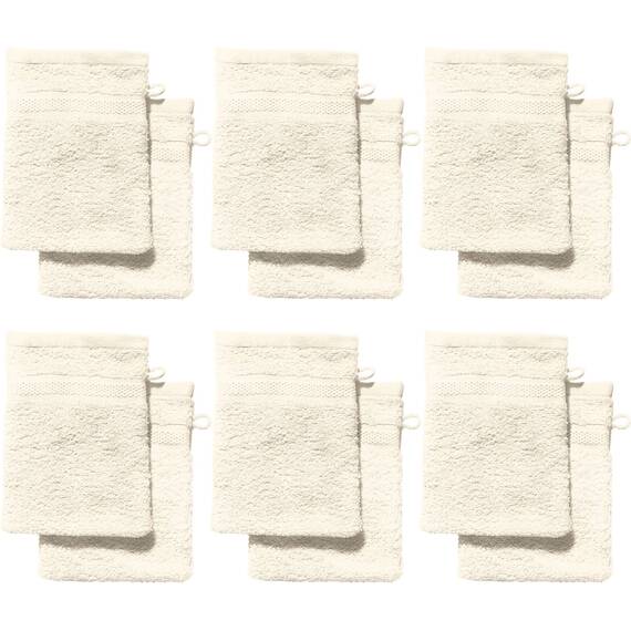 REDBEST Waschhandschuhe, Waschlappen 12er-Pack Chicago Creme Größe 15x21 cm - saugstark, strapazierfähig, ideal für Reisen, Sport (weitere Farben)