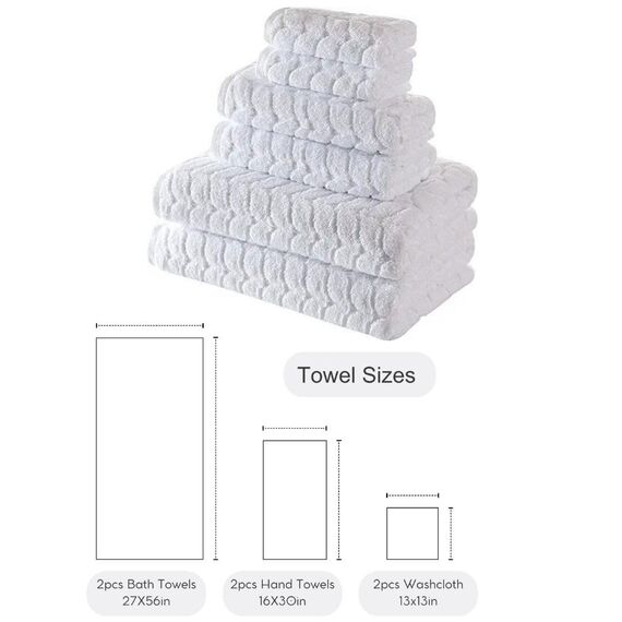 BAGNO MILANO 100% türkische Baumwolle Jacquard Luxus Handtuchset - Quick Dry Non-GMO Ultraweich, Plüsch und saugfähig Luxus Durable türkische Handtücher Set (Weiß, 6-teiliges Handtuchset)