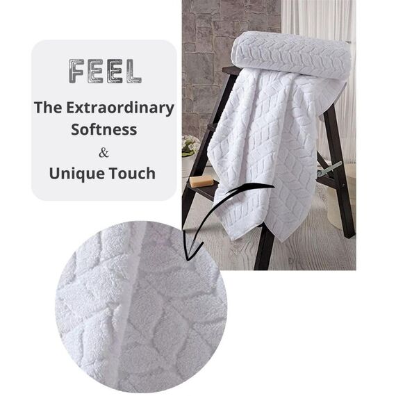 BAGNO MILANO 100% türkische Baumwolle Jacquard Luxus Handtuchset - Quick Dry Non-GMO Ultraweich, Plüsch und saugfähig Luxus Durable türkische Handtücher Set (Weiß, 6-teiliges Handtuchset)