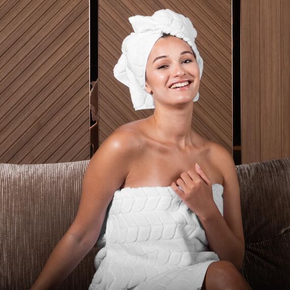 BAGNO MILANO 100% türkische Baumwolle Jacquard Luxus Handtuchset - Quick Dry Non-GMO Ultraweich, Plüsch und saugfähig Luxus Durable türkische Handtücher Set (Weiß, 6-teiliges Handtuchset)