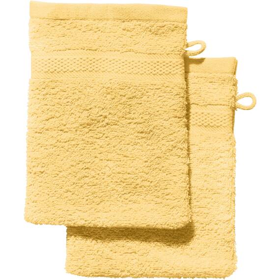 REDBEST Waschhandschuh 2er-Pack Chicago hellgelb Größe 15x21 cm - saugstark, strapazierfähig, ideal für Reisen, Sport (weitere Farben)
