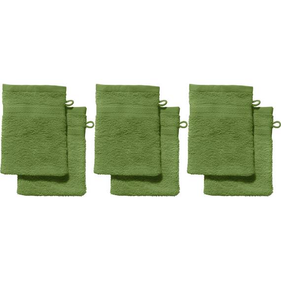 REDBEST Waschhandschuhe, Waschlappen 6er-Pack Chicago grün Größe 15x21 cm - saugstark, strapazierfähig, ideal für Reisen, Sport (weitere Farben)