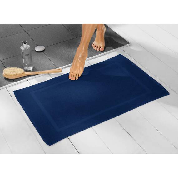 REDBEST Duschvorlage, Badteppich Chicago dunkelblau Größe 50x80 cm - extra dick, weich, saustark und strapazierfähig (weitere Farben)