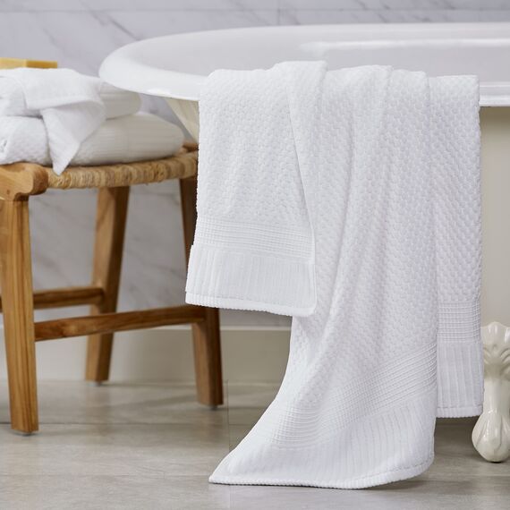 NY Loft 100% Baumwolle Handtuchset 6-teilig,Super weich & saugfähig schnell trocknend 2 Badetücher 2 Handtücher & 2 Waschlappen,Trinity Collection (6-teiliges Set, Hellweiß)