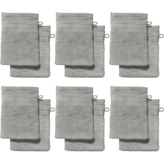 REDBEST Waschhandschuhe, Waschlappen 12er-Pack Chicago grau Größe 15x21 cm - saugstark, strapazierfähig, ideal für Reisen, Sport (weitere Farben)