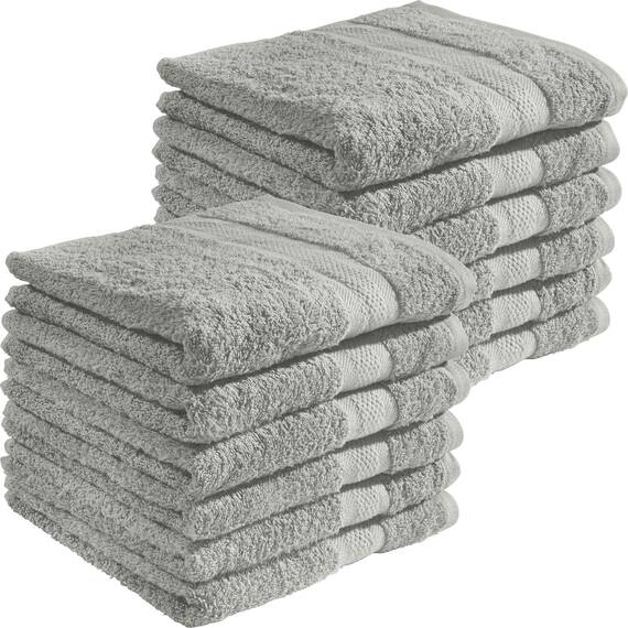 REDBEST Handtuchset, Frottierset 12er-Pack Chicago grau Größe 50x80 cm - saugstark, strapazierfähig, ideal für Reisen, Sport (weitere Farben)