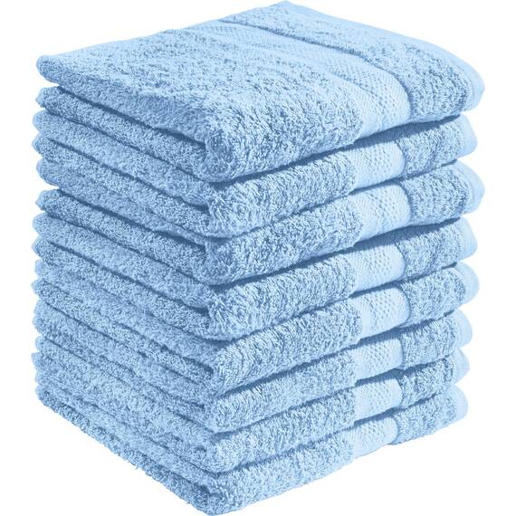 REDBEST Duschtuchset, Frottierset 8er-Pack Chicago hellblau Größe 70x140 cm - saugstark, strapazierfähig, ideal für Reisen, Sport (weitere Farben)