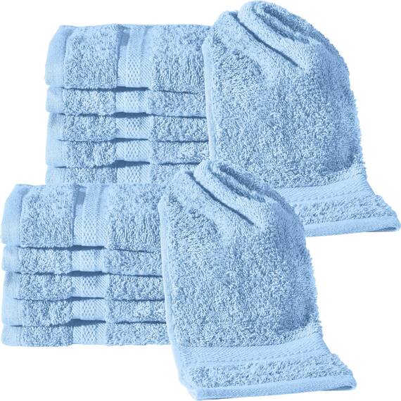 REDBEST Gästetuch 12er-Pack Chicago hellblau Größe 30x50 cm - saugstark, strapazierfähig, ideal für Reisen, Sport (weitere Farben)