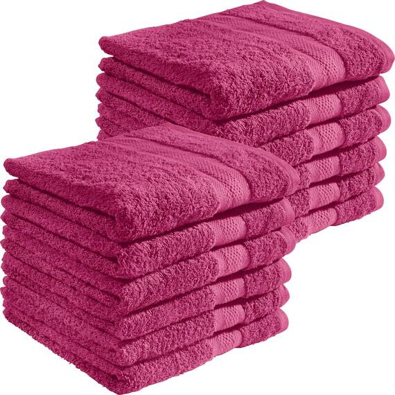 REDBEST Handtuchset, Frottierset 12er-Pack Chicago Fuchsia Größe 50x80 cm - saugstark, strapazierfähig, ideal für Reisen, Sport (weitere Farben)
