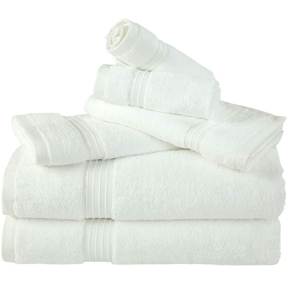 Bliss Casa 6-teiliges Handtuchset Hochsaugfähige Luxus Handtücher Badsets - Premium gekämmte Baumwolle inkl. 2 Badetücher, 2 Handtücher und 2 Waschlappen (weiß)
