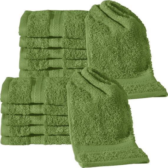 REDBEST Gästetuch 12er-Pack Chicago grün Größe 30x50 cm - saugstark, strapazierfähig, ideal für Reisen, Sport (weitere Farben)