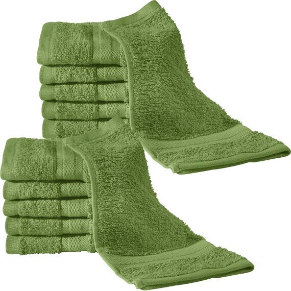 REDBEST Seiftuch 12er-Pack Chicago grün Größe 30x30 cm - saugstark, strapazierfähig, ideal für Reisen, Sport (weitere Farben)