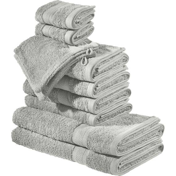 REDBEST Frottier-Set 10-TLG. Chicago grau Größe - Handtuch, Duschtuch, Gästetuch, Waschhandschuh - saugstark, strapazierfähig, ideal für Reisen, Sport