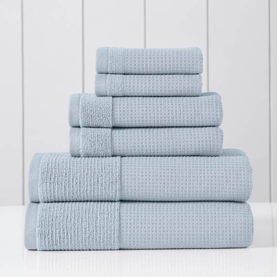 Modern Threads Waffelrippe 6-teiliges Handtuchset - Premium Baumwolle Badetücher, Ultra-saugfähig & weich, Elegante Waffelstruktur für Bad & Spa, Luft