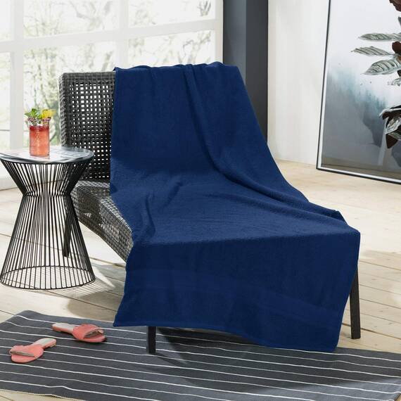 REDBEST Liegetuch Chicago dunkelblau Größe 80x200 cm - saugstark, strapazierfähig, ideal für Reisen, Sport (weitere Farben)