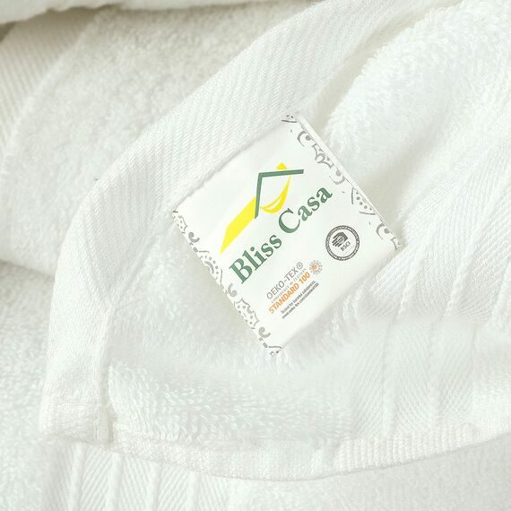 Bliss Casa 6-teiliges Handtuchset Hochsaugfähige Luxus Handtücher Badsets - Premium gekämmte Baumwolle inkl. 2 Badetücher, 2 Handtücher und 2 Waschlappen (weiß)