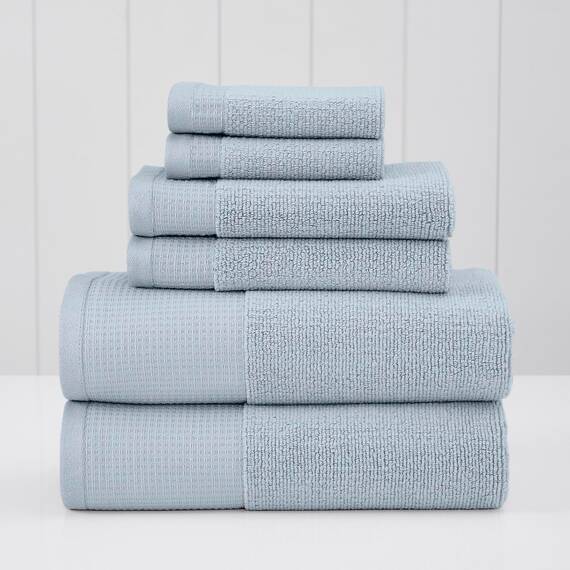 Modern Threads Waffelrippe 6-teiliges Handtuchset - Premium Baumwolle Badetücher, Ultra-saugfähig & weich, Elegante Waffelstruktur für Bad & Spa, Luft