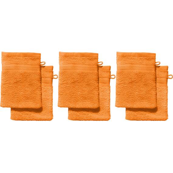 REDBEST Waschhandschuhe, Waschlappen 6er-Pack Chicago orange Größe 15x21 cm - saugstark, strapazierfähig, ideal für Reisen, Sport (weitere Farben)