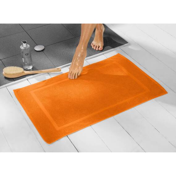 REDBEST Duschvorlage, Badteppich Chicago orange Größe 50x80 cm - extra dick, weich, saustark und strapazierfähig (weitere Farben)