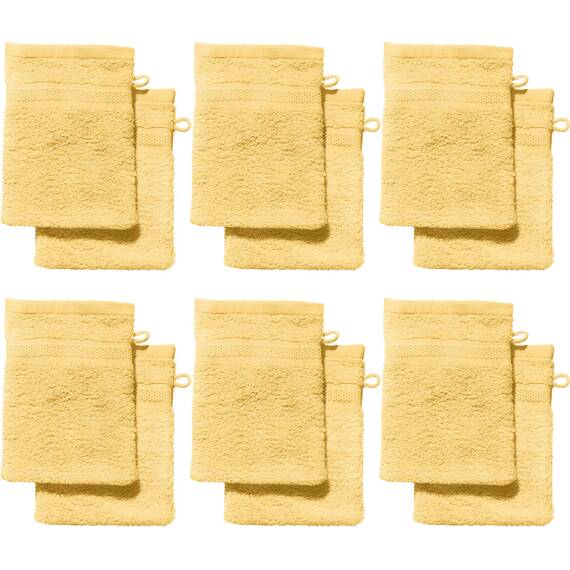 REDBEST Waschhandschuhe, Waschlappen 12er-Pack Chicago hellgelb Größe 15x21 cm - saugstark, strapazierfähig, ideal für Reisen, Sport (weitere Farben)