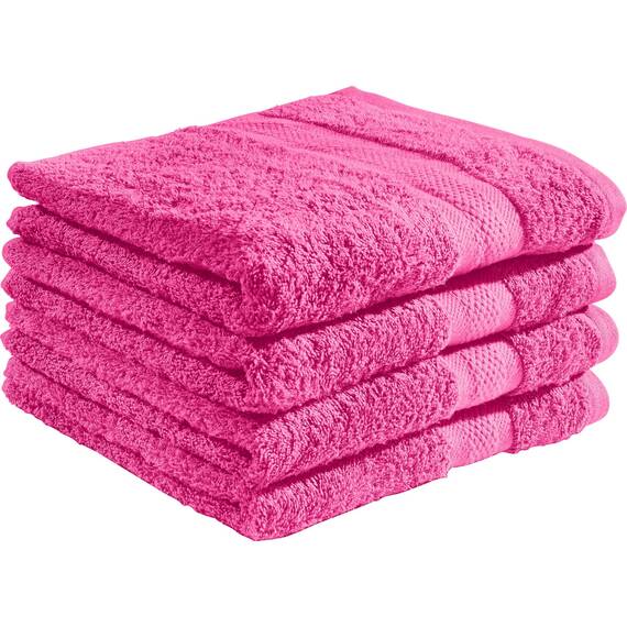 REDBEST Duschtuchset, Frottierset 4er-Pack Chicago pink Größe 70x140 cm - saugstark, strapazierfähig, ideal für Reisen, Sport (weitere Farben)