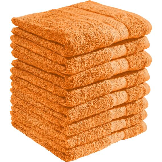 REDBEST Duschtuchset, Frottierset 8er-Pack Chicago orange Größe 70x140 cm - saugstark, strapazierfähig, ideal für Reisen, Sport (weitere Farben)