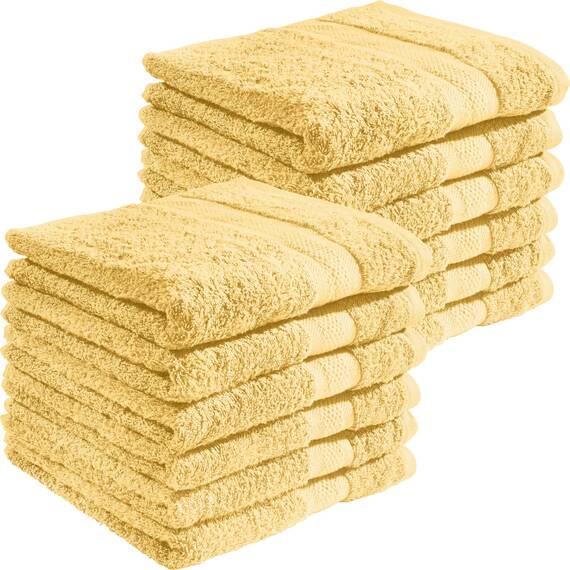 REDBEST Handtuchset, Frottierset 12er-Pack Chicago hellgelb Größe 50x80 cm - saugstark, strapazierfähig, ideal für Reisen, Sport (weitere Farben)
