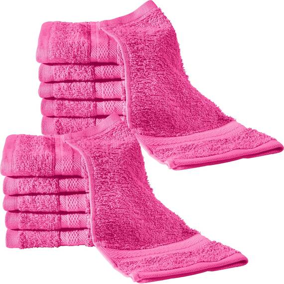 REDBEST Seiftuch 12er-Pack Chicago pink Größe 30x30 cm - saugstark, strapazierfähig, ideal für Reisen, Sport (weitere Farben)