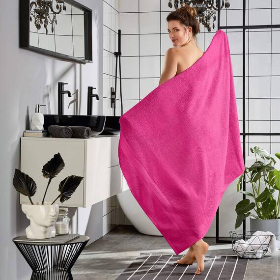REDBEST Badetuch Chicago pink Größe 100x150 cm - saugstark, strapazierfähig, ideal für Reisen, Sport (weitere Farben)