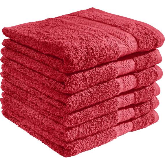 REDBEST Handtuchset, Frottierset 6er-Pack Chicago rot Größe 50x100 cm - saugstark, strapazierfähig, ideal für Reisen, Sport (weitere Farben)