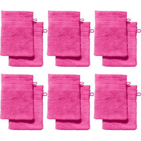 REDBEST Waschhandschuhe, Waschlappen 12er-Pack Chicago pink Größe 15x21 cm - saugstark, strapazierfähig, ideal für Reisen, Sport (weitere Farben)