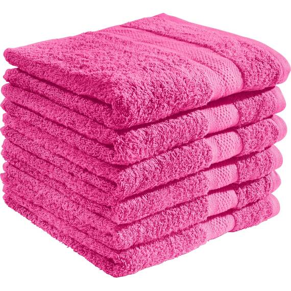 REDBEST Handtuchset, Frottierset 6er-Pack Chicago pink Größe 50x100 cm - saugstark, strapazierfähig, ideal für Reisen, Sport (weitere Farben)