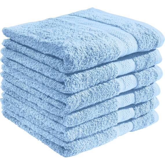 REDBEST Handtuchset, Frottierset 6er-Pack Chicago hellblau Größe 50x80 cm - saugstark, strapazierfähig, ideal für Reisen, Sport (weitere Farben)