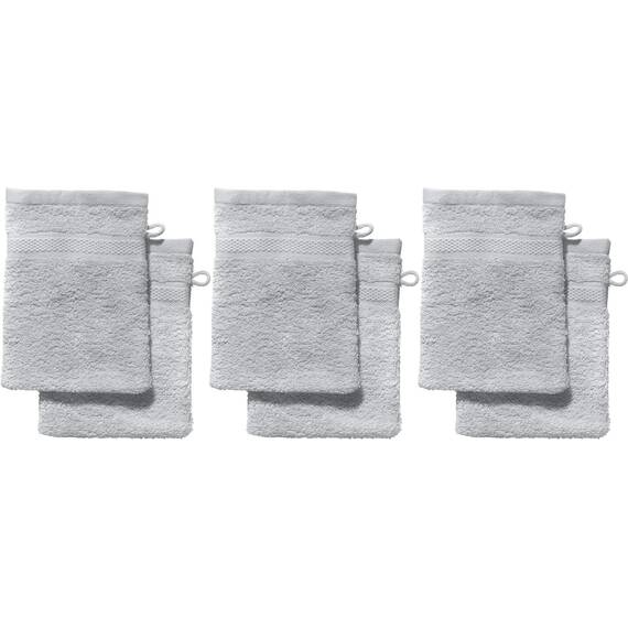 REDBEST Waschhandschuhe, Waschlappen 6er-Pack Chicago Silber Größe 15x21 cm - saugstark, strapazierfähig, ideal für Reisen, Sport (weitere Farben)