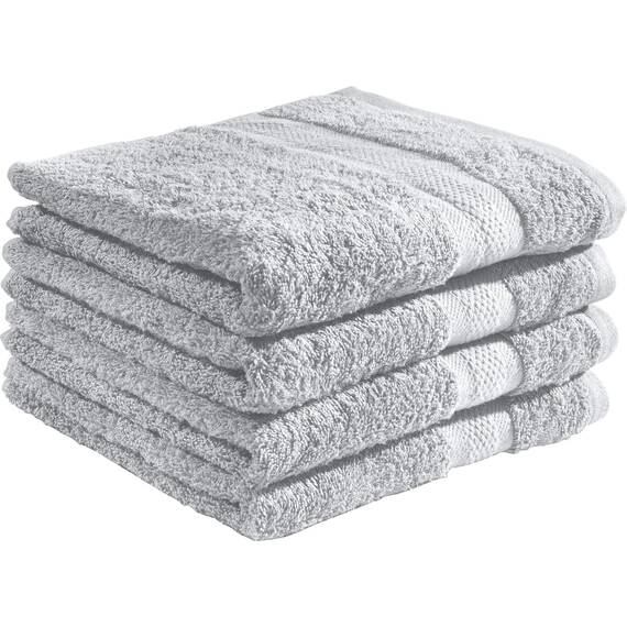 REDBEST Duschtuchset, Frottierset 4er-Pack Chicago Silber Größe 70x140 cm - saugstark, strapazierfähig, ideal für Reisen, Sport (weitere Farben)