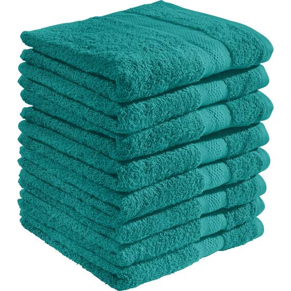 REDBEST Duschtuchset, Frottierset 8er-Pack Chicago smaragdgrün Größe 70x140 cm - saugstark, strapazierfähig, ideal für Reisen, Sport (weitere Farben)
