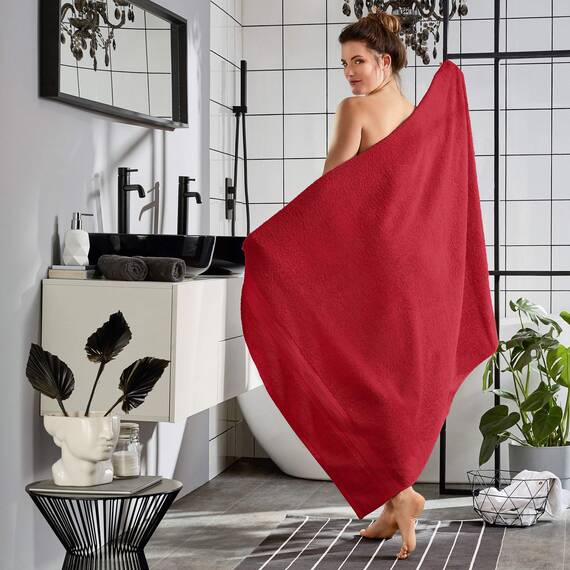 REDBEST Badetuch Chicago rot Größe 100x150 cm - saugstark, strapazierfähig, ideal für Reisen, Sport (weitere Farben)